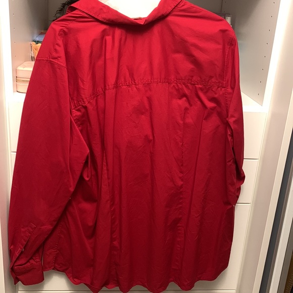 Talbots Red button down stretch poplin 18W long sleeve - Picture 2 of 6